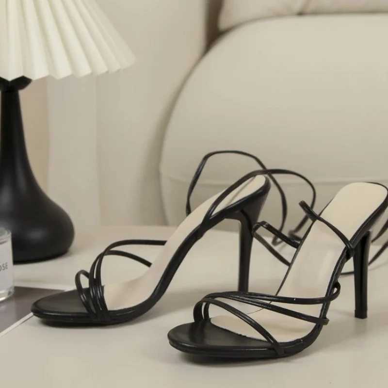 Womens shoes summer cross strap sandals height increase Fi white plus size sexy round toe strap ultra-thin high heelsXJ2500305
