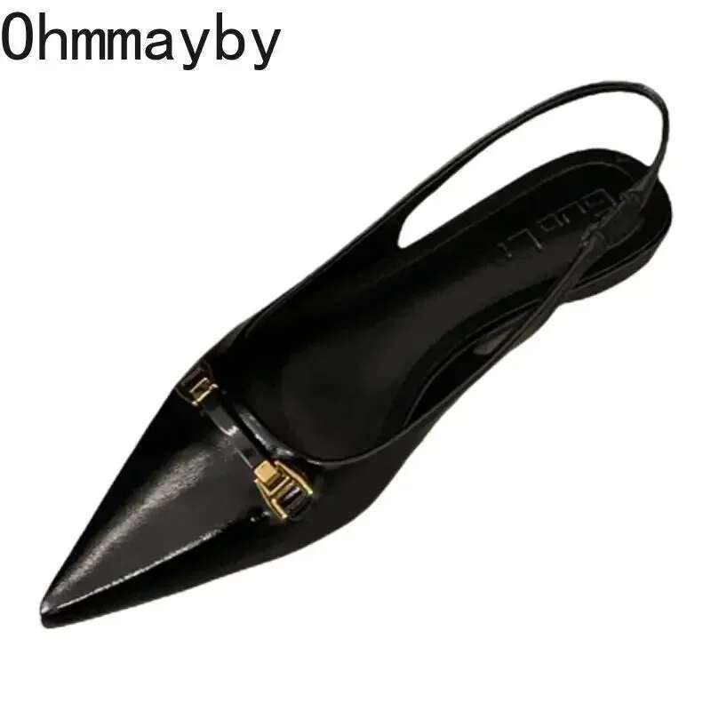 New Summer Pointed Toe Women Sandals Fashion Elegant Low Heel Singbacks Mules Shoes Ladies Casual Party Dress Sandalias