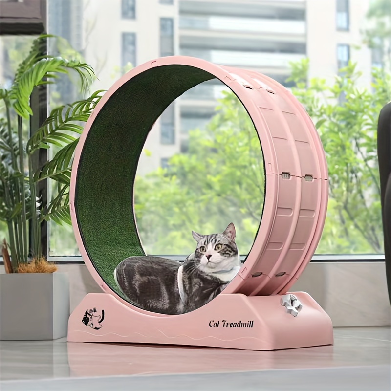 1Pc Indoor Assembly Of Cat Roller Treadmill,Silent Fitness Cat Running Wheel With Carpeted Runway,Plastic Treadmill For Pet Cats