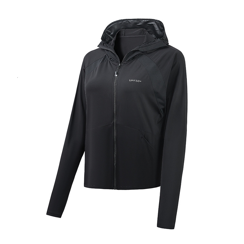tracksuit Original yarn type women's black rubber hat brim top matching version, ice silk sun clothing, men's UV protection UPF50+skin cloth