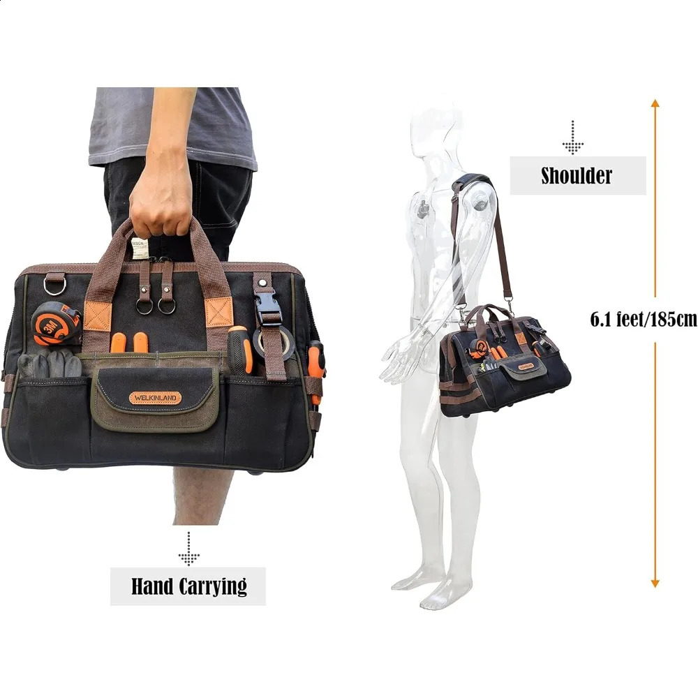 Ship from US 32Pockets Waxed Canvas tool bag HeavyDuty Electrician HVAC bag16 Tool organizer 250305FBB