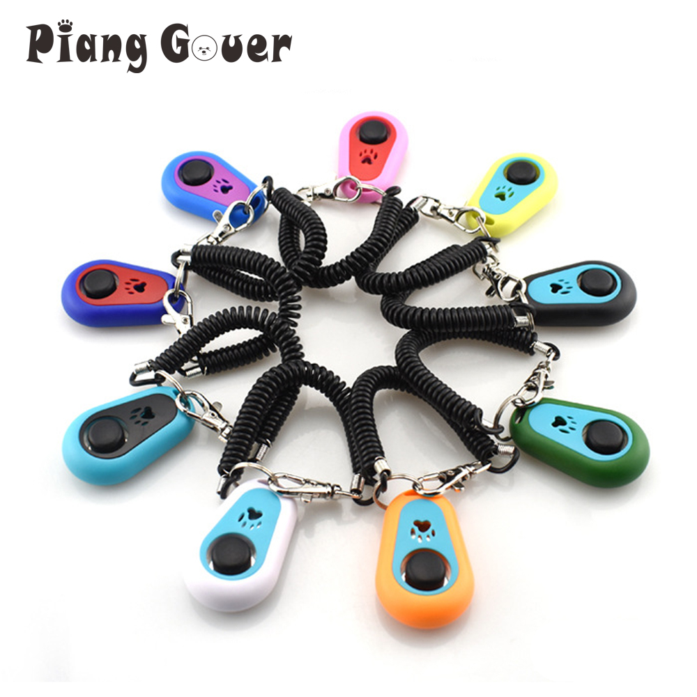 New Color Clicker Pet Dog Cat Paw Pattern Keyring Portable Sound Pet Training Clickers Supplies