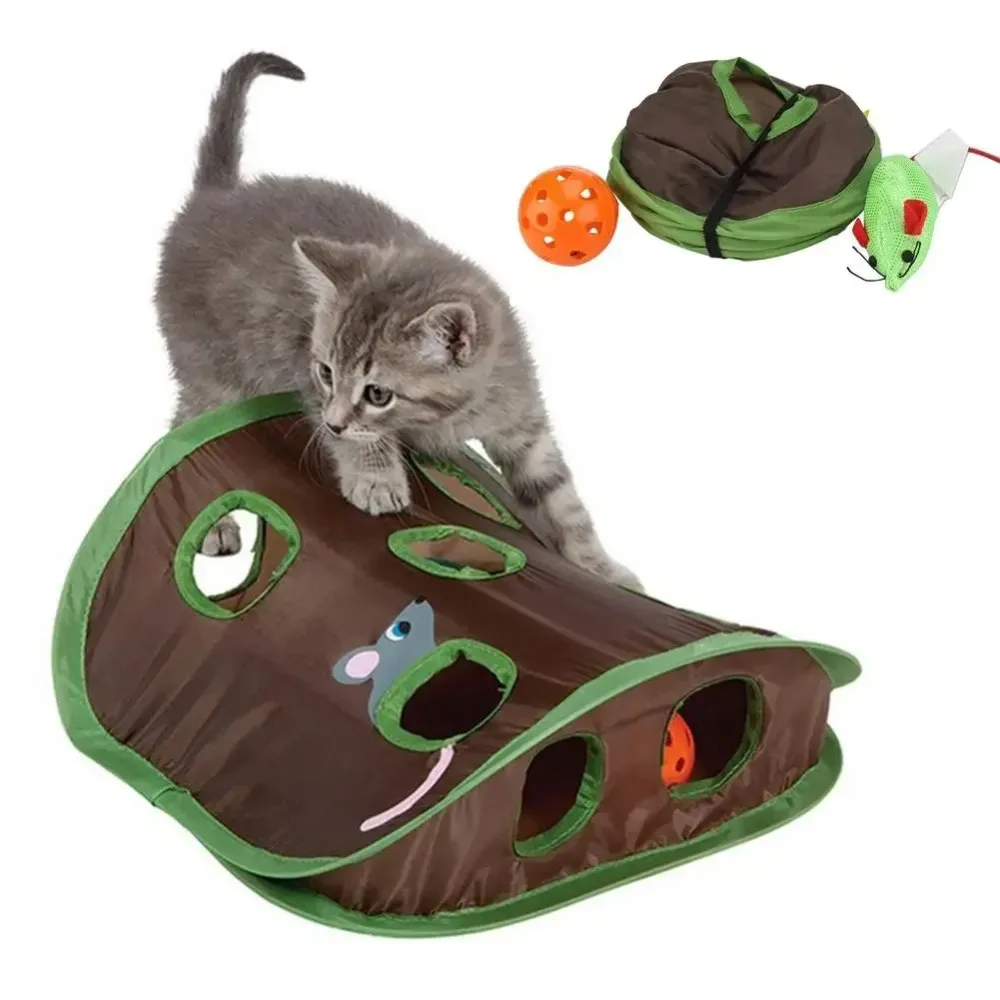 Cat Tunnel Portable Mouse Cats Toys Cat Supplies Pet Cat Mice Game Foldable Nine-hole Mouse Hunt Toys Pet Products Kitten Toys