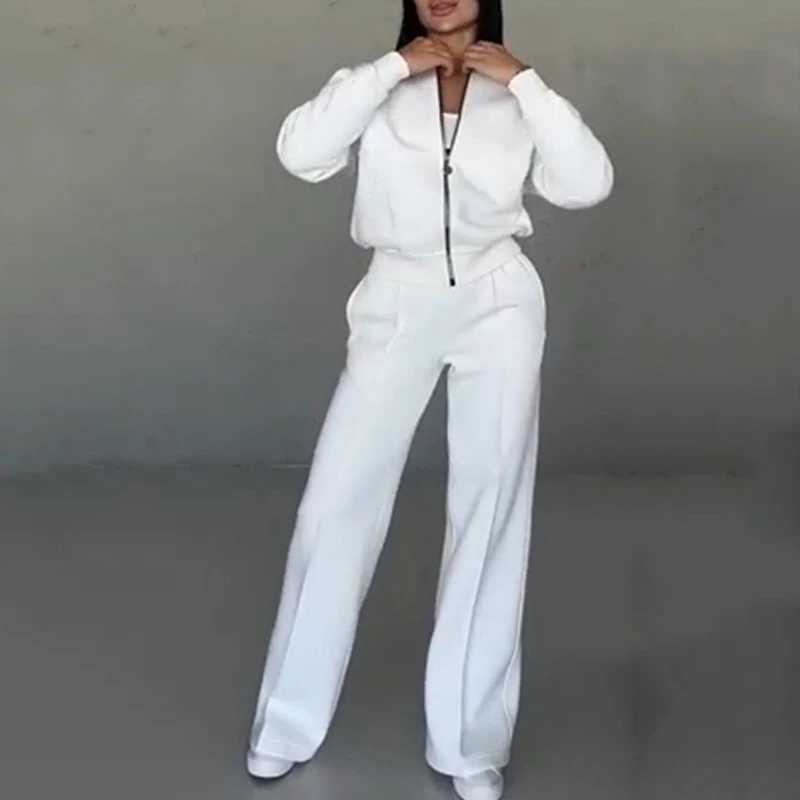 Spring Woman Loose Tracksuit Zipper Sweatshirt Coat+High Waist Straight Pants Sports Outfits Female Autumn Casual Two-piece Set X250305