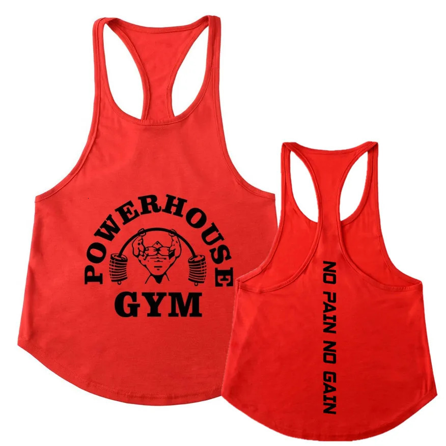 Mens Gym T-shirts for tank top Sportswear man singlets rave POWERHOUSE Bodybuilding print Casual vest sportswear Undershirt 250304