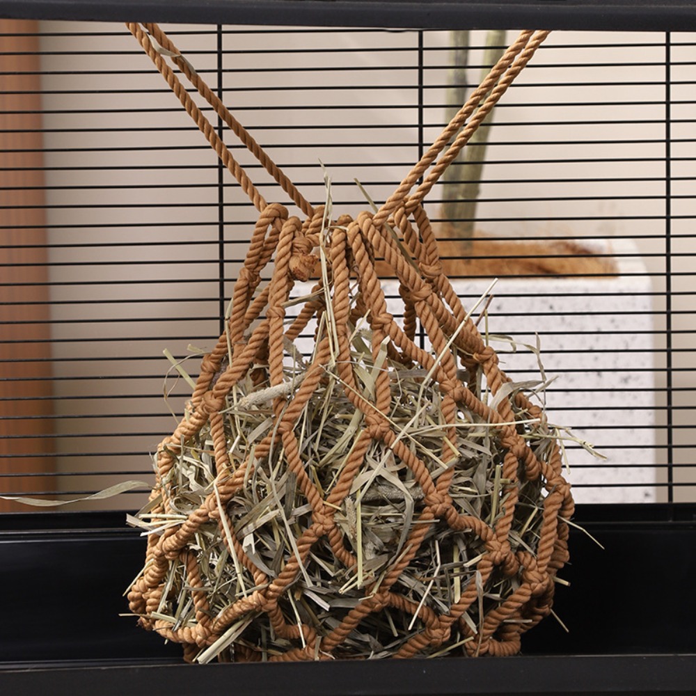 2Pcs Durable Large Capacity Rabbit Grass Bag Hanging Bite-resistant Hay Dispenser Polyester Hamster Feeder Bag Hay Storage