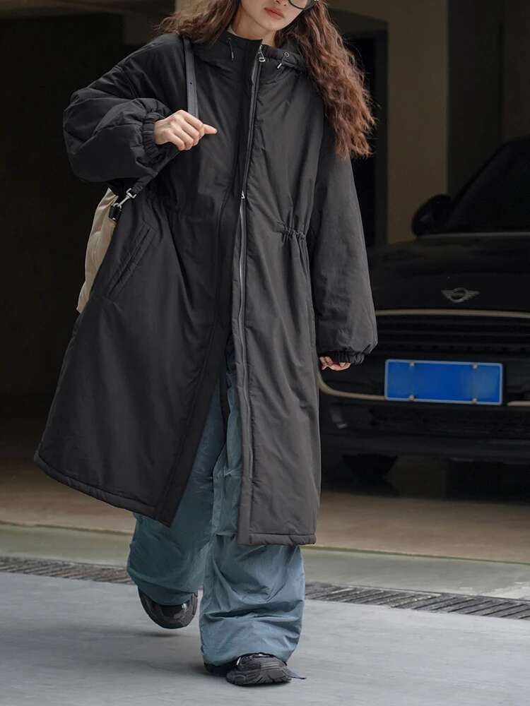 hoodie Purple Big Size Cotton-Padded Coat Long Sleeve Loose Fit Women Parkas Fashion Tide New Autumn Winter jacket