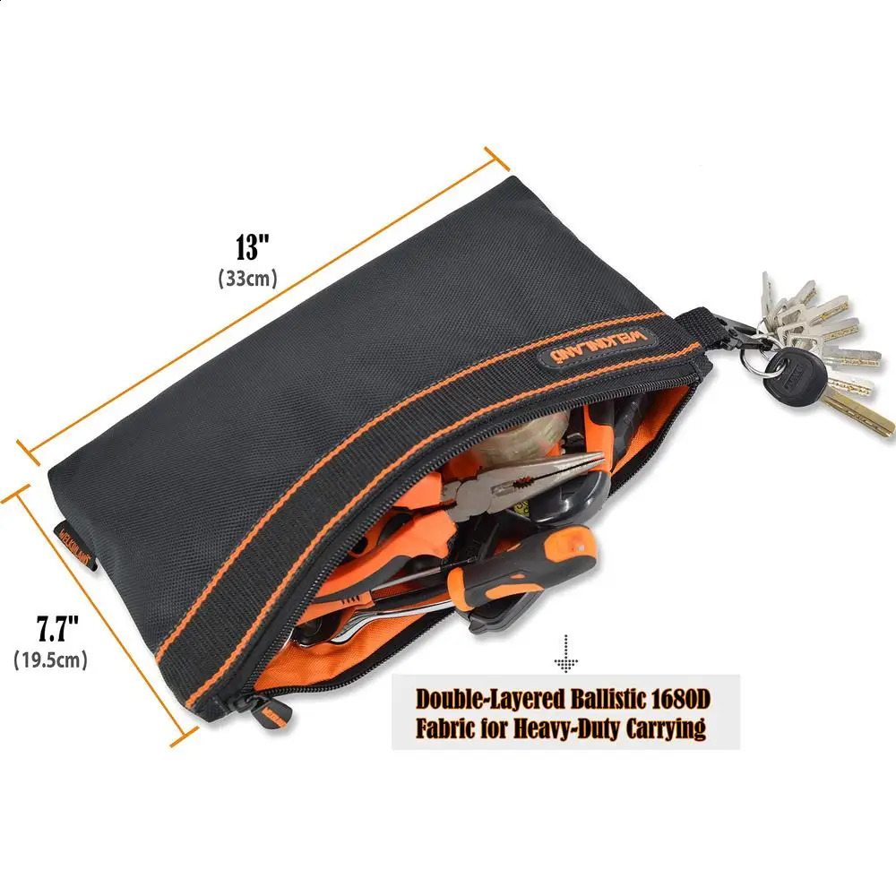 Ship from US MultiTask Spacious Small Zippered Tool Pouches 4Pack Set Orange Black Grey Blue ClipOn Electricians Bag 250305FBB