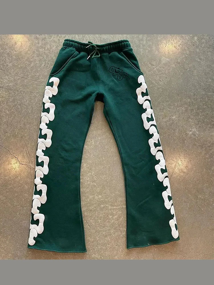 Harajuku casual loose wide leg pants jogging hip hop straight pants sweatpants Y2k street print bell pants for men 250304