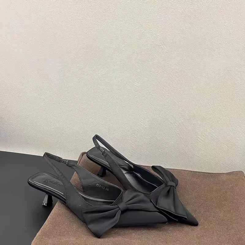 Wens Pumps Slip Wen Sandals Summer 2025 Pointed Toe Sier Party Shoes Womens Wens High H Bowknot Shoes Y250304