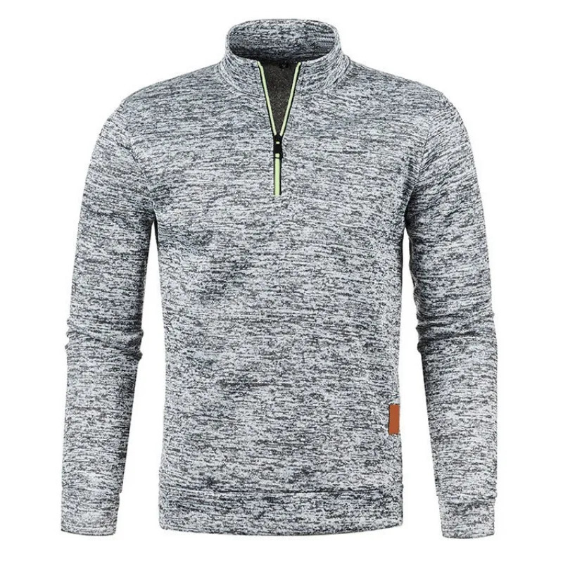 Autumn Mens Half Zipper Sweatshirts Long Sleeve Solid Color Pullover Turtleneck Streetwear Winter Warm Jacket Sport Coats 250304