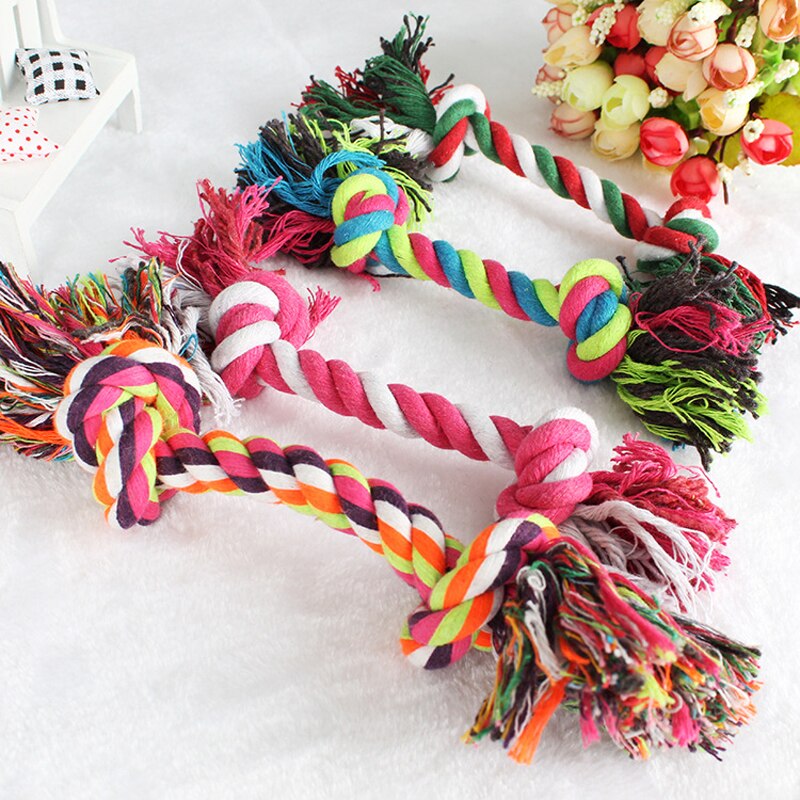 Interactive Small Dog Puppy Tooth Care Toy with Cotton Ropes - Perfect for Chewing Relief,3 pieces