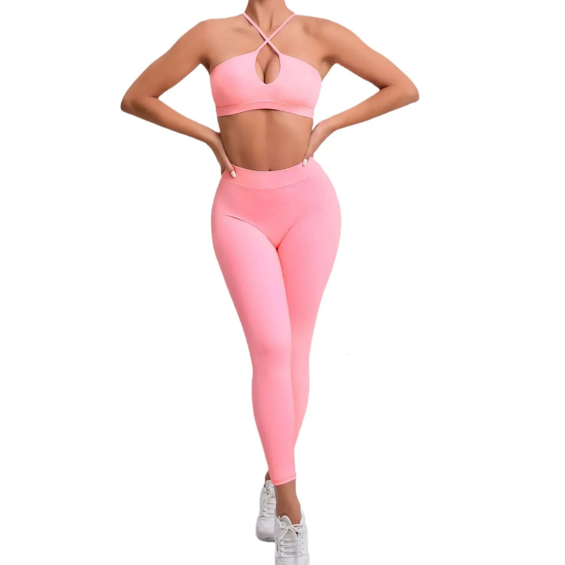 Seamless Yoga Sets Sports Fiess Hip-Lifting Nude Feel Pants Cross Beauty Back Bra Suits Workout Gym Leggings Set For Women