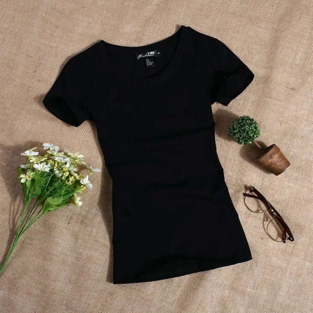 MRMT 2025 Women's Casual T-shirt Women's Short Sleeve Slim Solid Color Simple Solid Color T-shirt Women's T-shirt Women's T-shirt