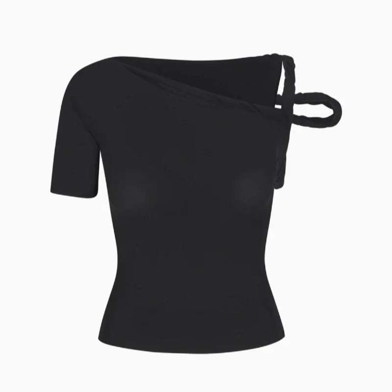 Women's T-Shirt KHY Asymmetrical Shoulder Slim Fit Shirt Fashionable And Sexy Spicy Girl Beach Skirt Set Y2k Top