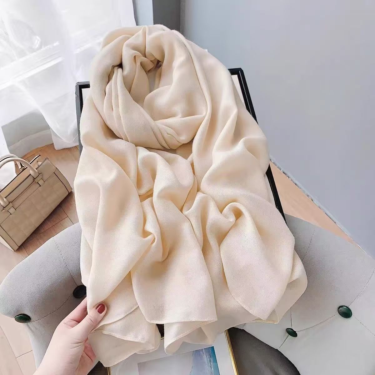 T230 cotton and linen scarf female 2024 new autumn and winter warm long literary solid color shawl fashionable all-match neck scarf