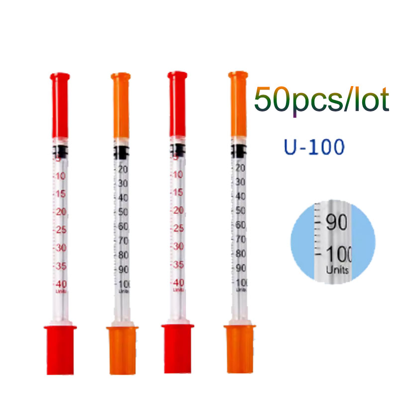 50pcs 1ml 30G13mm Disposable Plastic Veterinary Syringe With Needles For Pet Farm Animal Cat Dog Pig Cattle Sheep Horses Tool Pa
