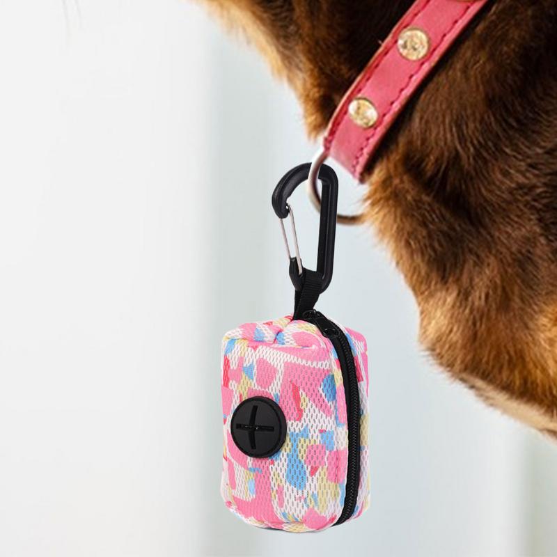 Poop Bag Dispenser Portable Dog Bag Holder Zipper Pouch Pet Waste Dispenser With Carabiner Pet Accessories For Outside Walking