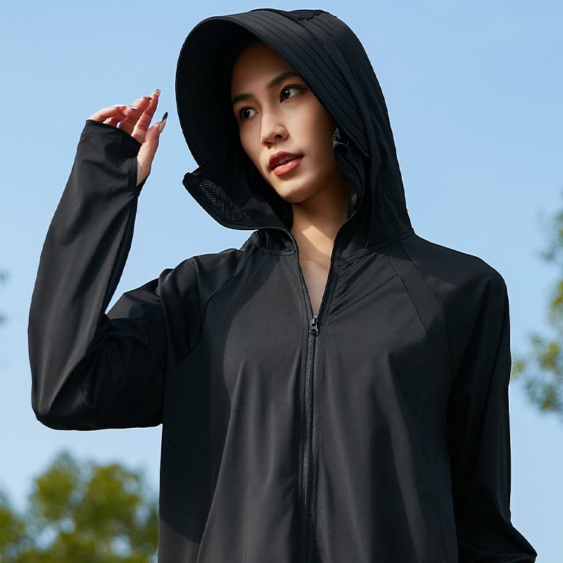 tracksuit Sunscreen clothes for women, made of original gauze with a cloud and ice like texture, detachable large brim, men's UV resistant UPF50+