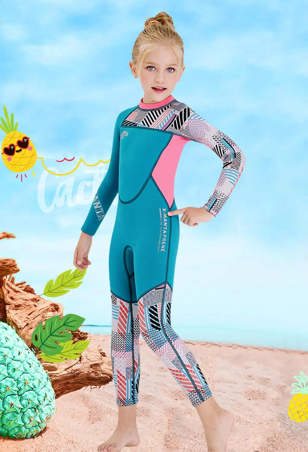 Girl Wetsuit Kids Thermal Swimsuit 2.5mm Neoprene Rash Guard Children One Piece Swimwea All in One Sunsuit Sun Protection UV 50 250304
