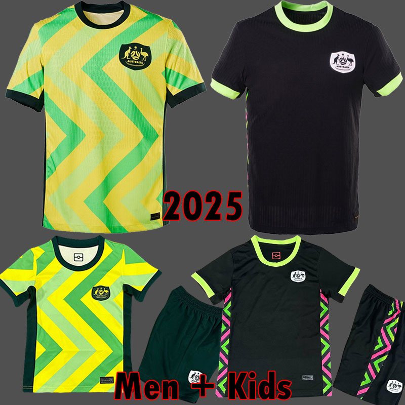 2025 Australia soccer jersey 25 26 Home away Yellow Black 2025 2026 Football Shirt Uniforms Fans kids kit boy set Maglia da calcio Maillot de football Shirt