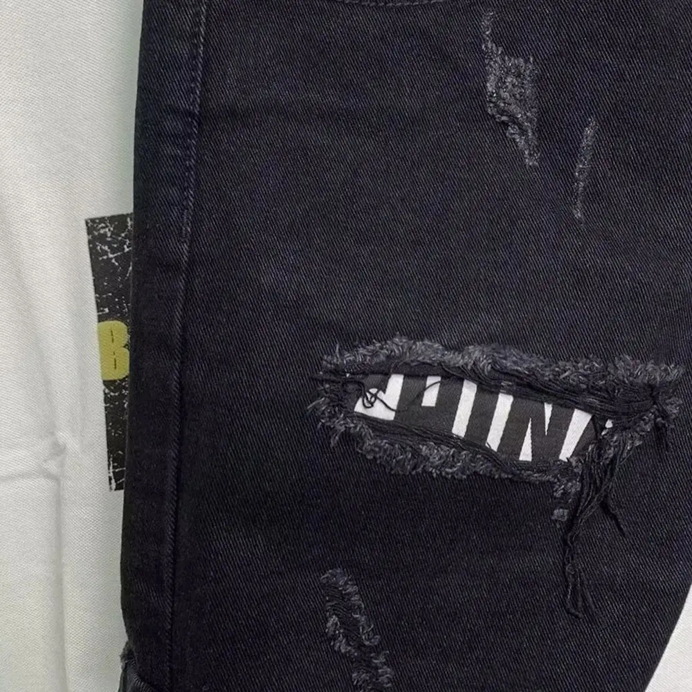 Summer Denim Shorts Black Ripped Raw Edge Streetwear Retro Shorts Straight Washed Trendy Mens Causal Versatile Denim Shorts 250304