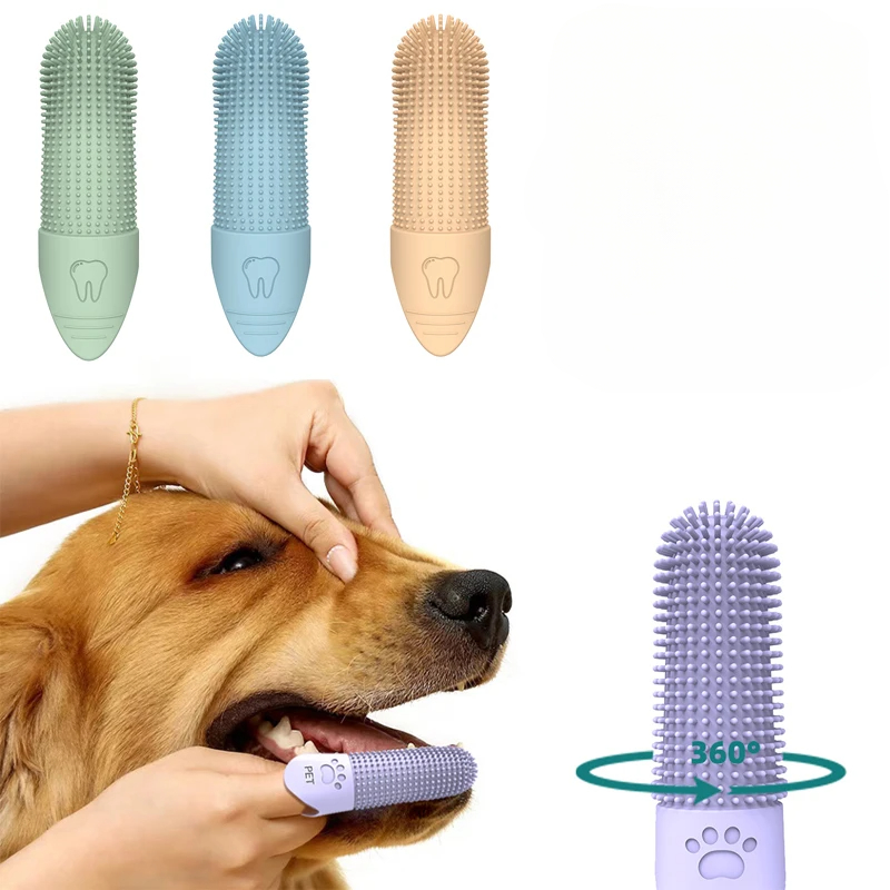 Soft Dog Toothbrush 360° Cleaning Teeth Dental Plaque Care Tools Food Grade Silicone Pet Finger Toothbrush Dog Pet Supplies