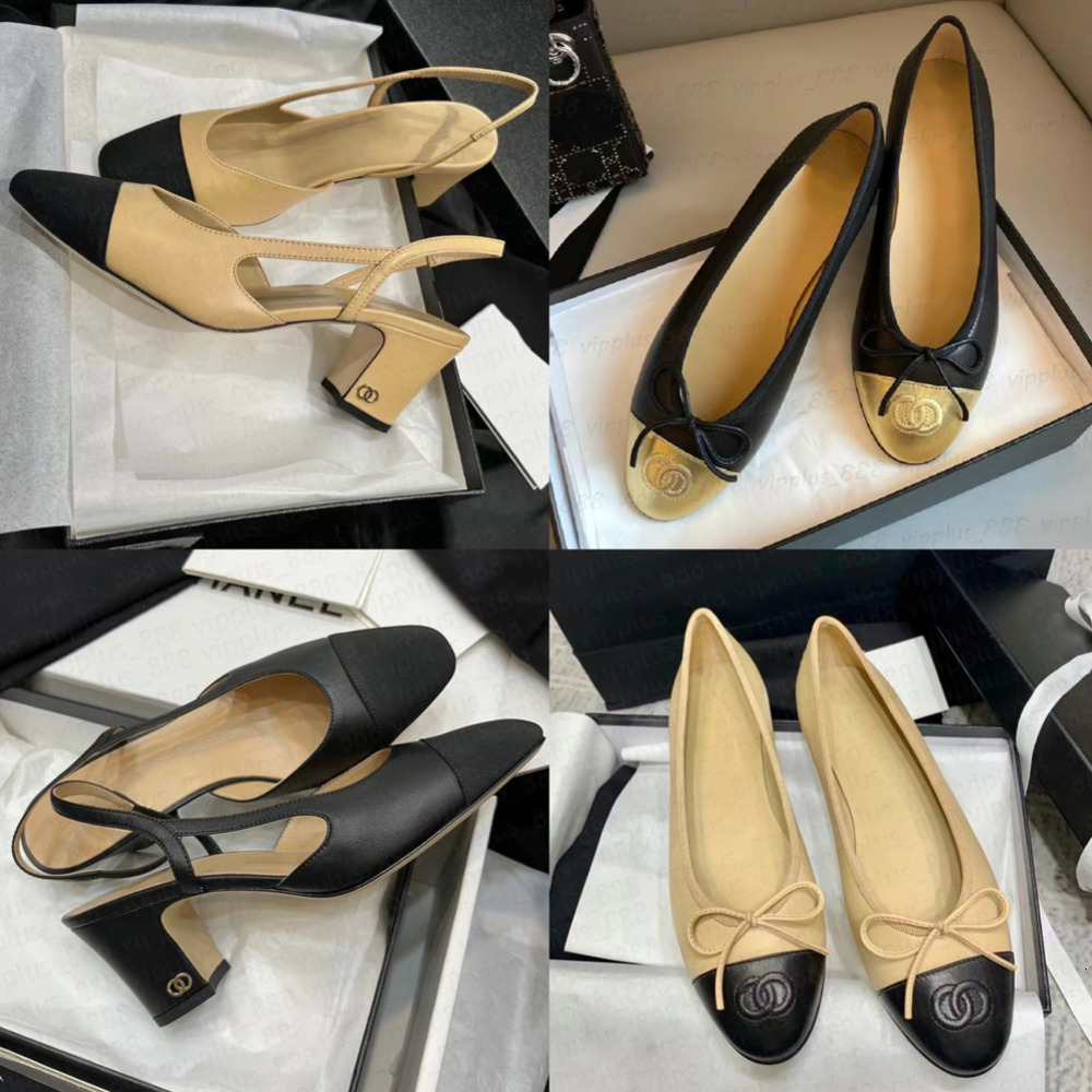 ballet flats slingbacks sandal high heels shoes woman party chunky heel chanelsandals chanelflats channelsandal letter bow ballerina designer sandals 23 s1