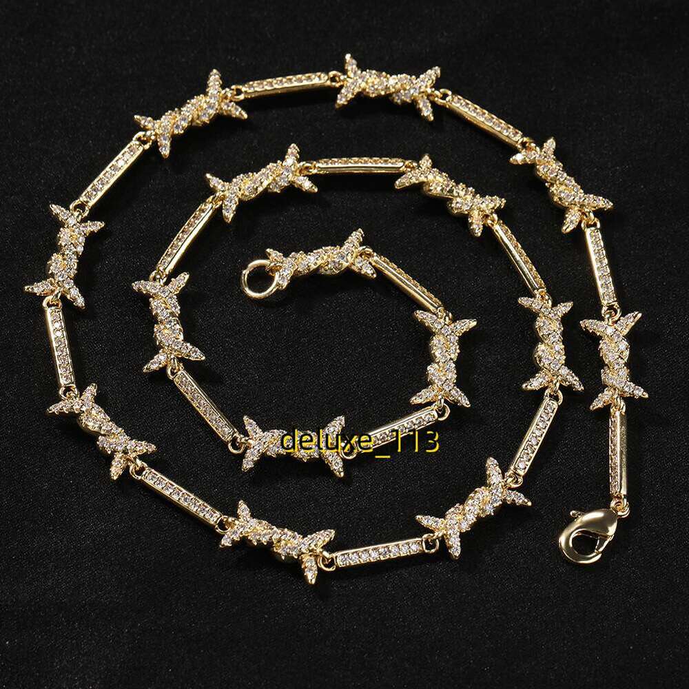 2.6mm Hiphop Fashion New In Thorn Fine Iron Wire Knot Chains Personalized Full Iced Out Cubic Moissanite Prong Set Creative Mens Rapper Necklace Colla