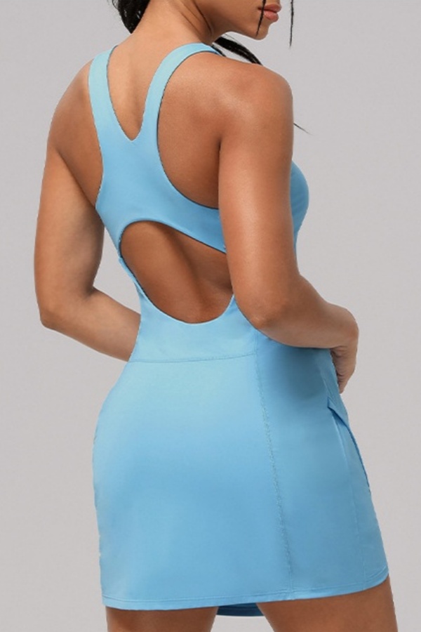 2025--Anti-exposure Bottoming Sports Dress with Padded Elastic Outdoor Golf Beauty Back Quick-drying Yoga Tennis Dress