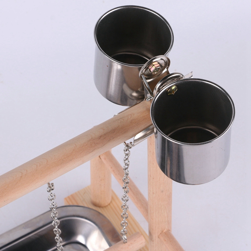 AAAC-Parrot Wood Stand Activity Center Ladder Swing Tray Cup Perch Bird Play Rack