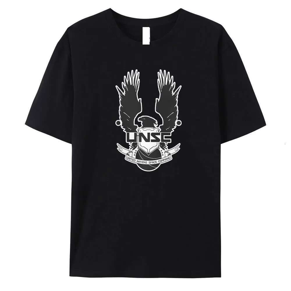 Halo pattern printed cotton t-shirt, men's and women's, casual, loose fit, round neck, street style