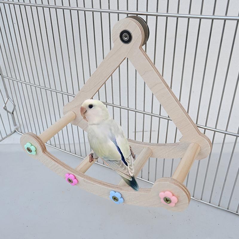 Bird Swing Toys Funny Safe Natural Sturdy Hammock Perch Bird Toys Wood Swing Pet Parrot Cage Accessories For Conure Parakeet