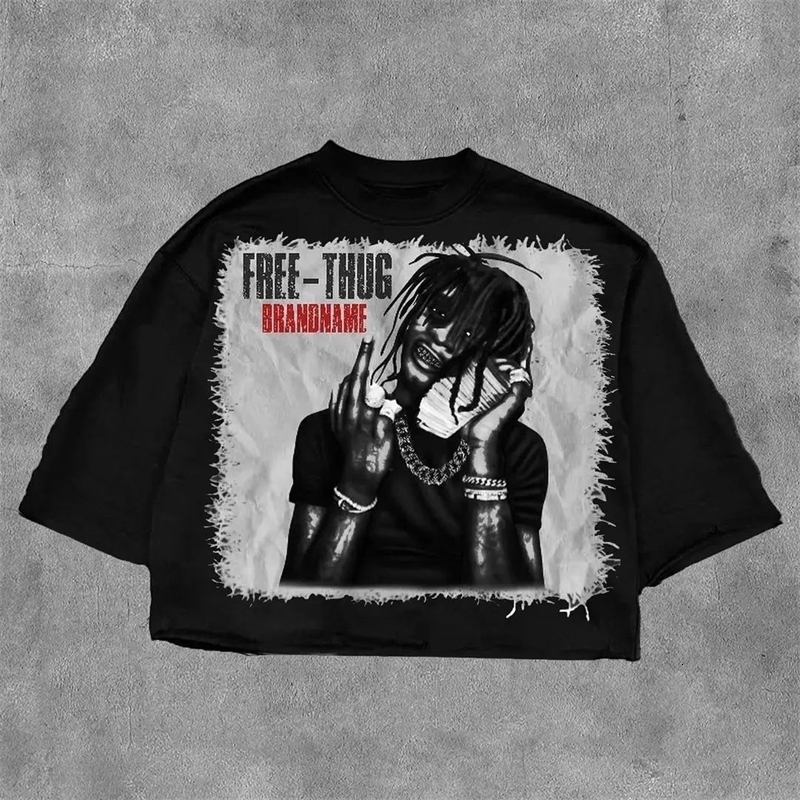 Hip Hop Men Crew Neck Top Short Sleeve T Shirt Gothic High Street Casual Prints Suitable for All Seasons Loose Fitting Plus Size y250225