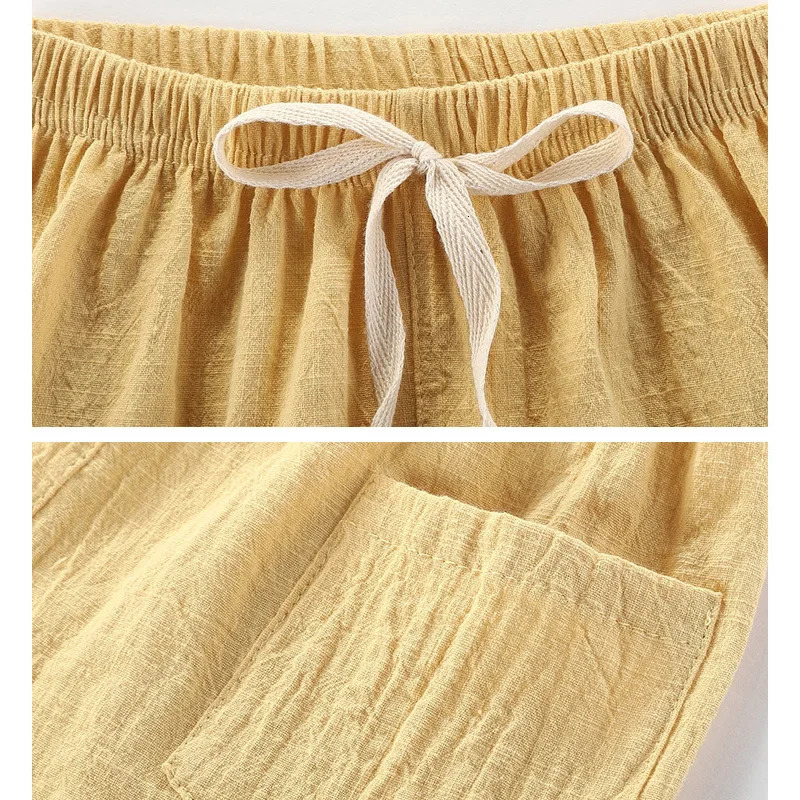 Children Summer Shorts Little Girl Boys Shorts Linen Cotton Beach Shorts Toddlers Kids 3 4 5 6 7 8 9 10 11 12 Years Baby Clothes 250304