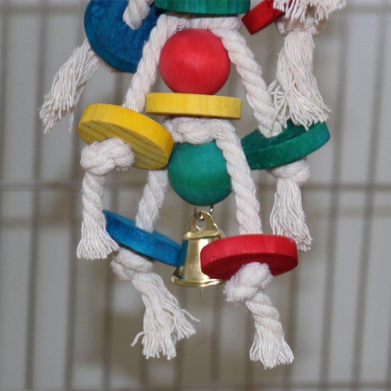 Parrot Shredder Toys Bird Beak Trimmer Grinding Blocks Metal Hook Design Parrot Cage Bite Toys Wooden Bird Blocks For Conures