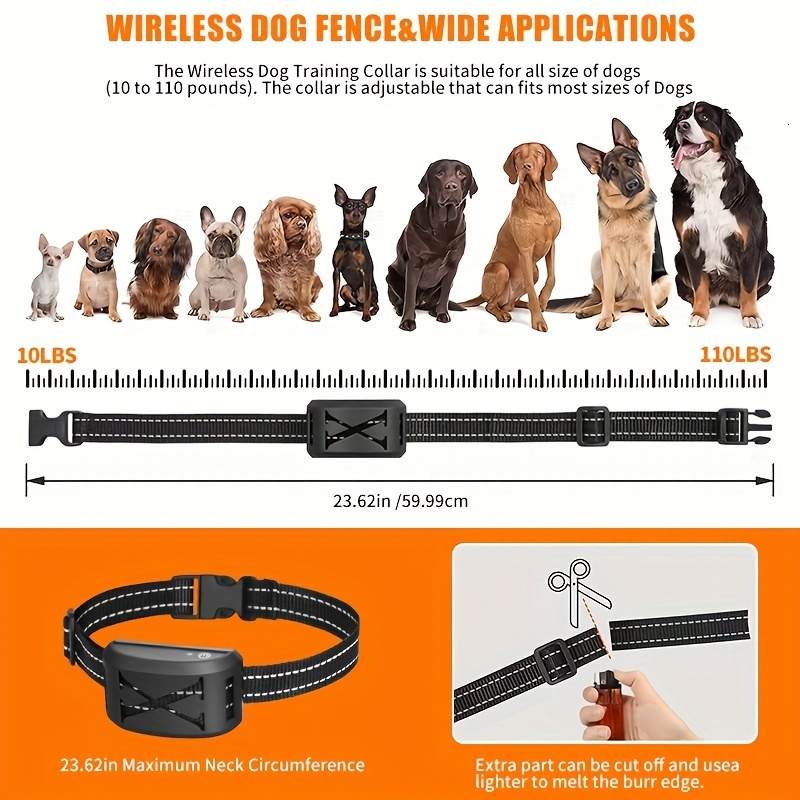 Electric dog collar Advanced Wireless Invisible Dog Fence Kit Including a Waterproof Training Collar and Boundary Marker Wireless Dog Fence dog kit do