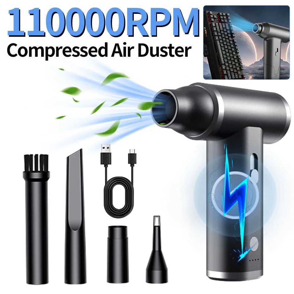 Hair Dryers 2 in 1 Air Blower Vacuum Cleaner 110000 RPM 4000mAh PC Dusters Rechargeable Cordless Air Blower for Keyboard Computer Cleaning z250305