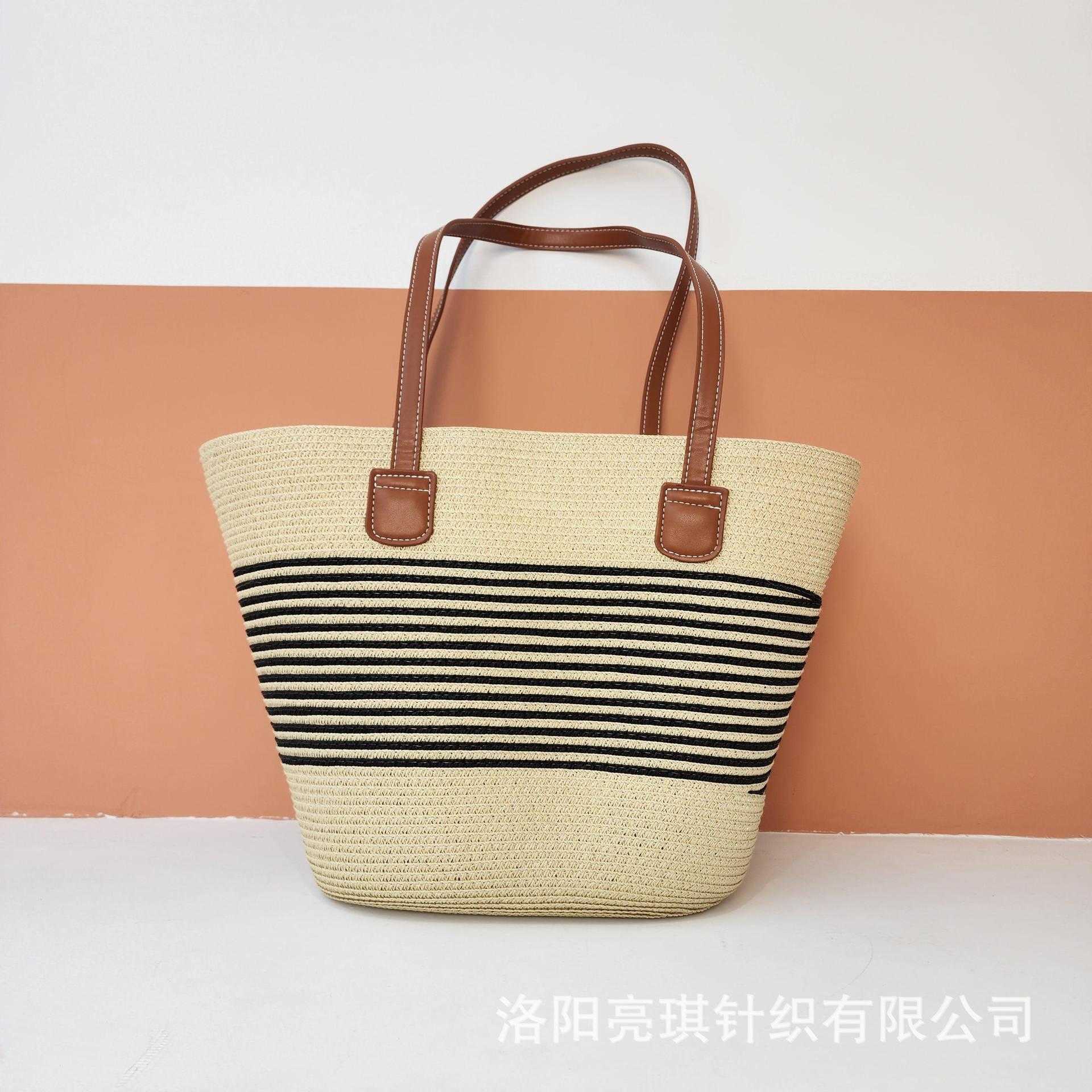 Grass Woven Bag for Women, Summer Seaside Tote Bag, Large Capacity Woven Shoulder Bag, Rattan Woven Grass Bag, Vegetable Basket, Water Bucket Bag, Tre