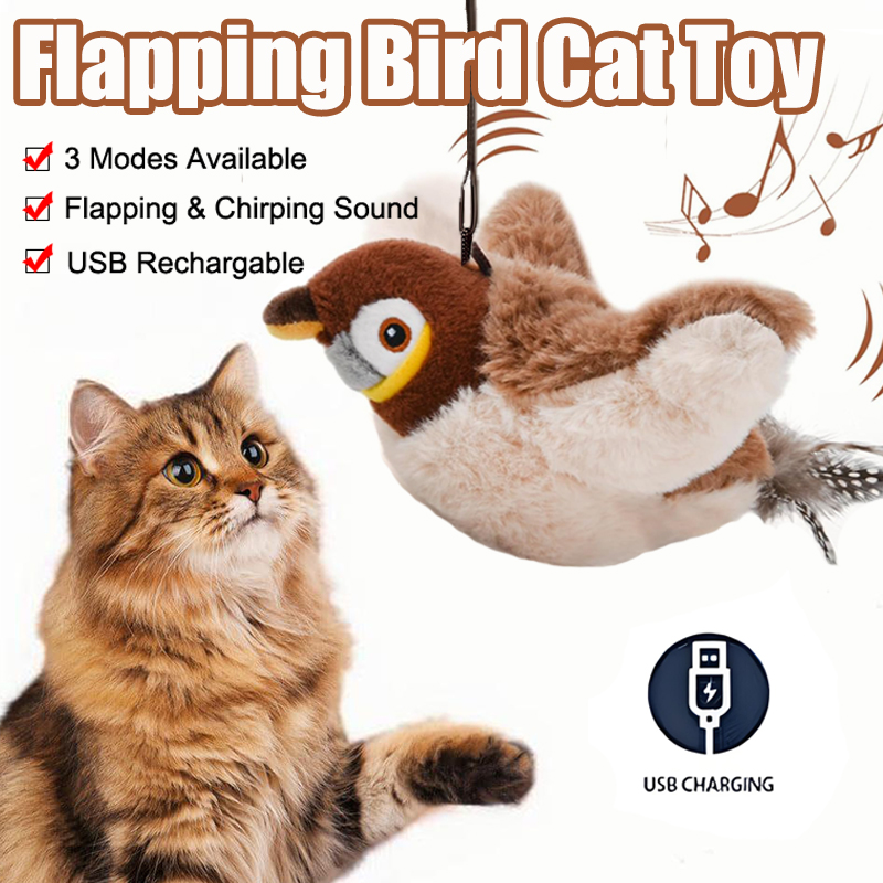 Hot Selling Interactive Cat Toys Intelligent Chirping & Flapping Bird Toys for Cat USB Rechargable Cat Hunting Game Cat Bird Toy