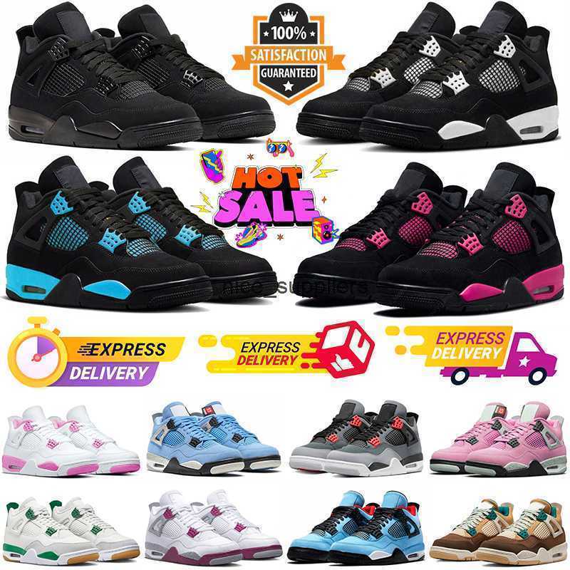 4 With Basketball Shoes Men Women 4S Black Cat Pink Thunder Infrared Frozen Moments Pine Green Red White Cement Panda Olive Mens
