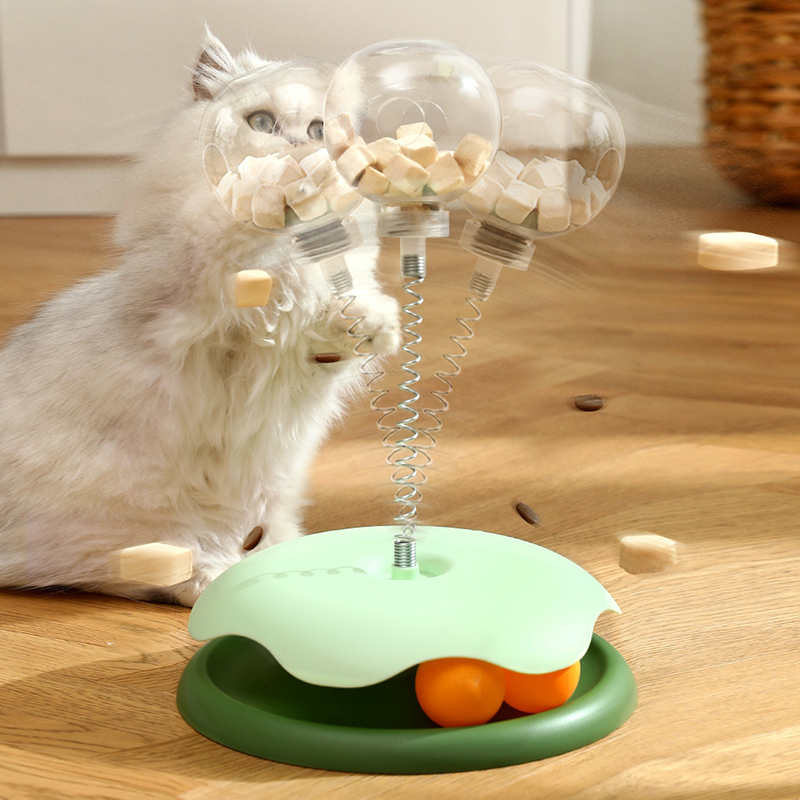 1pc Cat Puzzle Food Leaking Ball Toy Cat Dog Interactive Treat Leaking Toy Slow Cat Dog Feeder Cat Turntable Toys Pet Supplies