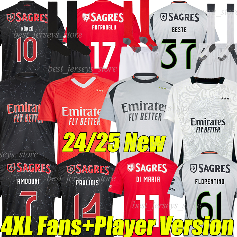 4XL 24/25 BeNfIcAs DI MARIA Soccer Jerseys AKTURKOGLU PAVLIDIS KOKCU BESTE AMDOUNI FLORENTINO A.CABRAL men kids kit socks sets fans player version football shirts