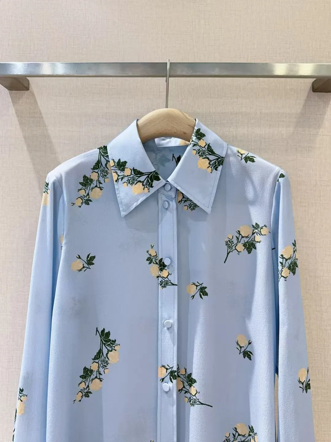 womens early spring style lapel long sleeved shirt 250304