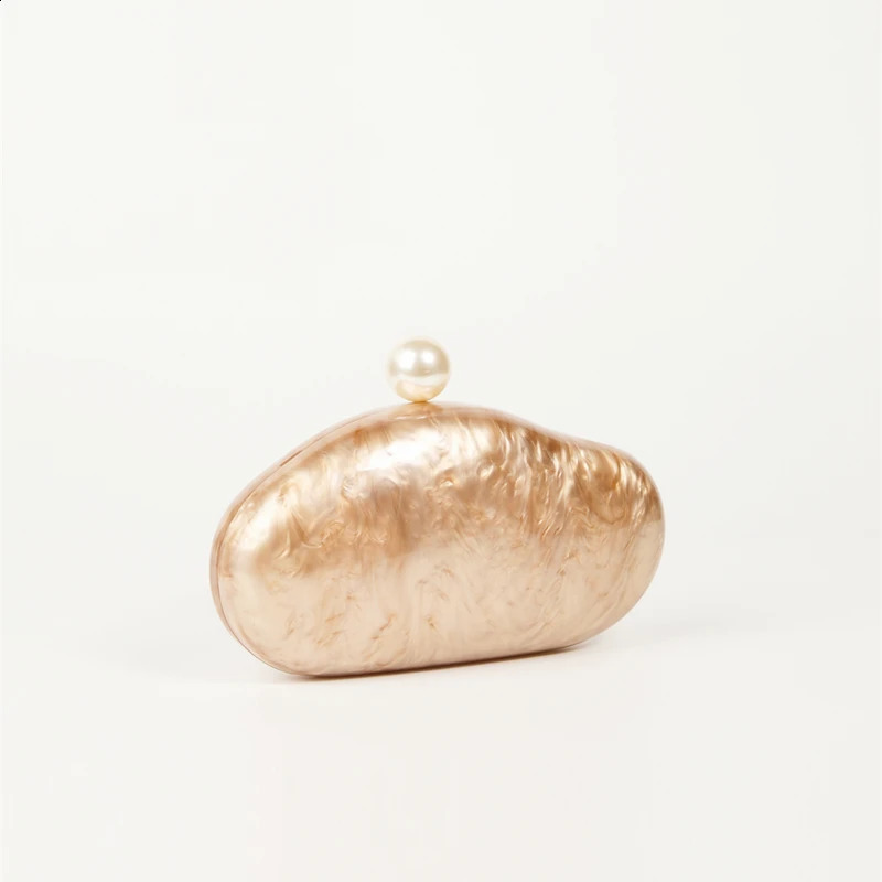 Shell Clutch Bag Acrylic pearl color purse women wedding evening party cute ivory pearl coffee color handbag 250304