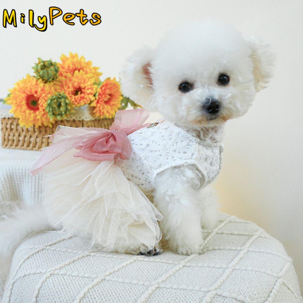 Cute Fairy Dress Cat Dog Wedding Dress Big Bow Organza Princess Dress Lace Soft Puppy Skirt Photograph Prop