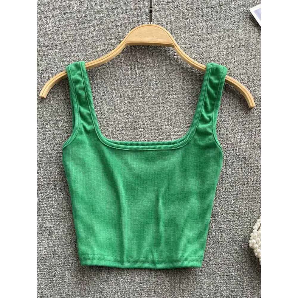 Women Tank Sexy Backless Y2k Slim Fit Bottoming Blouse Solid Crop Top Sleeveless Camis Mujer KLMY