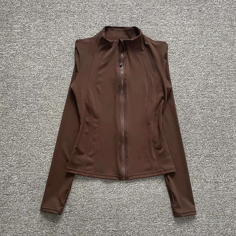 New Women 2024 Zipper Jackets Quick Dry Long Sleeve Slim Fit Yoga Tops Workout Thumb Hole Running Gym Coats Sportswear