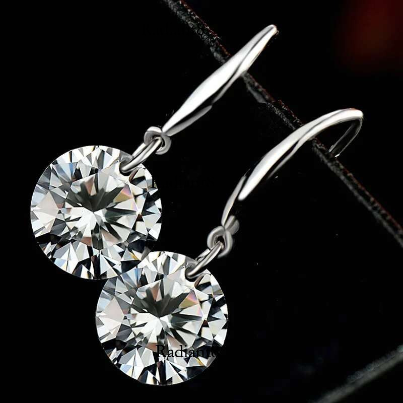 1 Carat Moissanite Women Sterg Sier Drop 14k White Gold Plated Copy Dia Pendant Earrings Jewelry