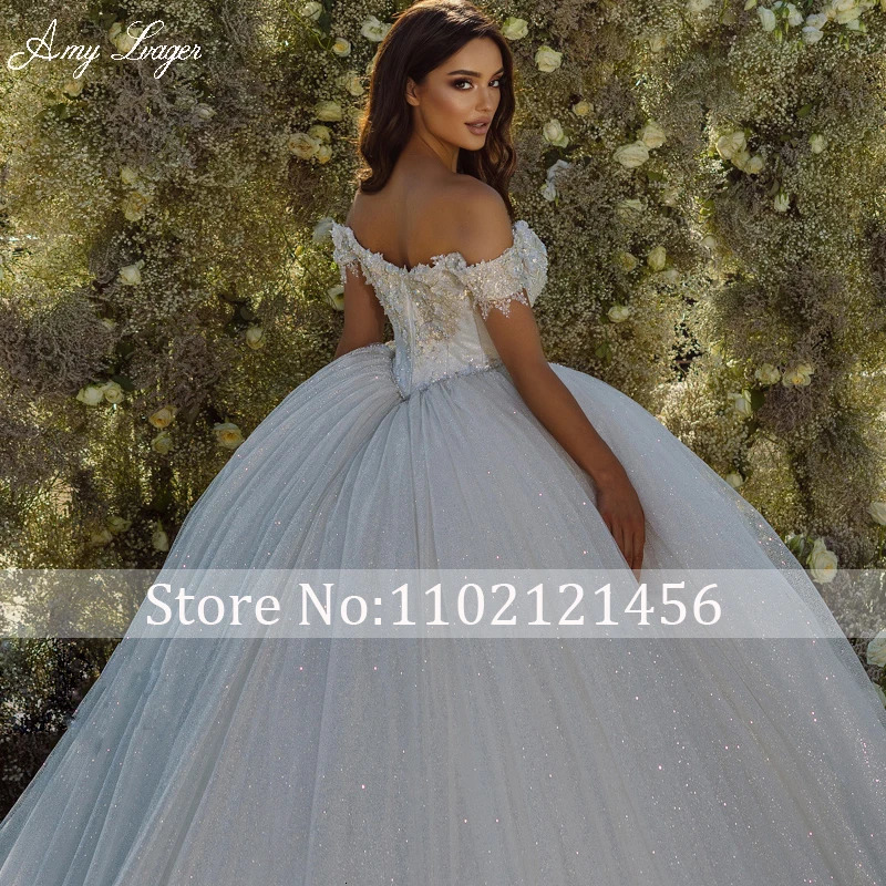 Romantic Off Shoulder Sweetheart Ball Gown Wedding Dress 2025 Beading Appliques Sparkly Princess Bridal Customized 250304